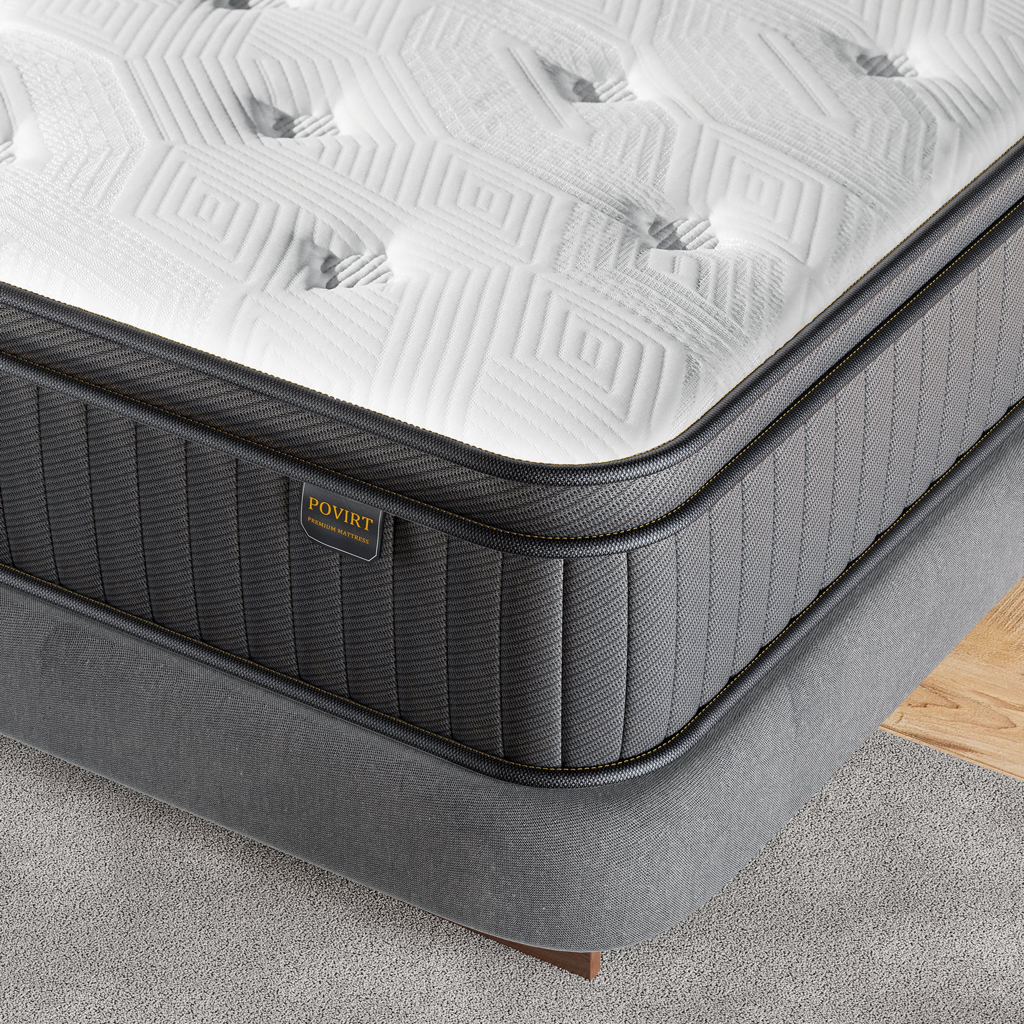 Povirt Twin Mattress, 10 Inch Cool Memory Foam Innerspring Hybrid Mattress  for Pressure Relief, 7-Zone Extra Edge Support Medium Firm Twin Bed 